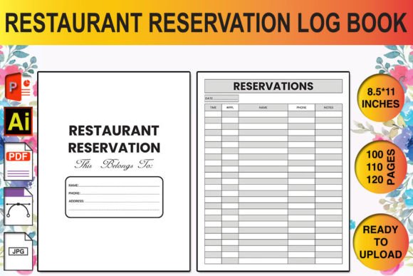 Restaurant Reservation Log Book for Amazon KDP Publishing